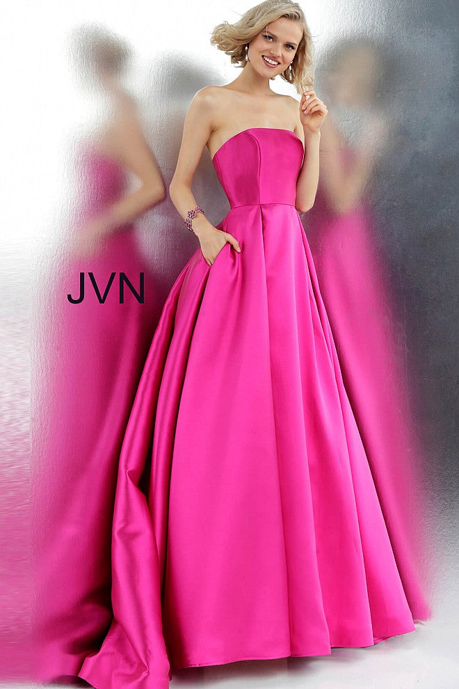 Jvn By Jovani 62633 Strapless Straight Neckline Prom Dress Ballgown Evening Gown Glass Slipper 7971