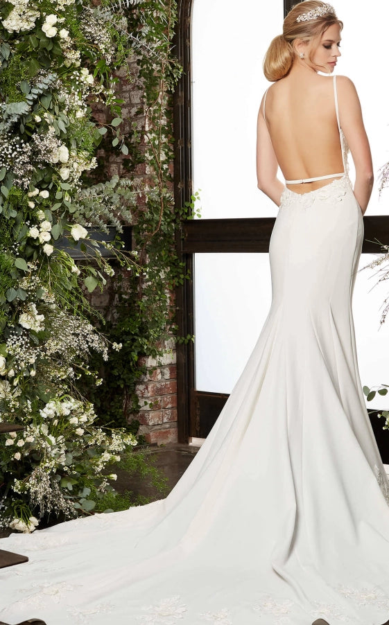 Jovani Bridal JB03592 Sequin Floral Lace Backless Wedding Dress Slit T –  Glass Slipper Formals