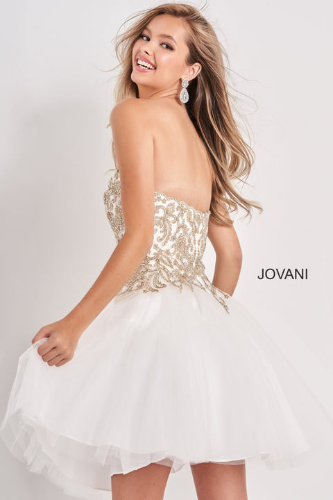 Jovani Kids K23685 Fit And Flare Beaded Strapless Lace up Back