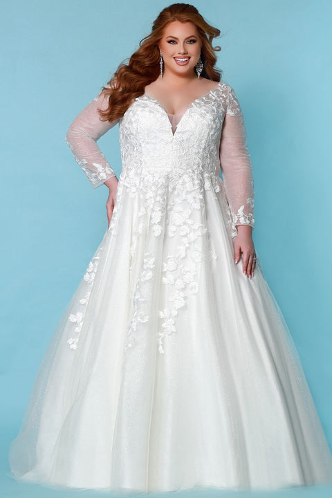 Sydney's Closet SC5262 Iris Wedding Dress Sleeveless Sheer Lace Straps –  Glass Slipper Formals