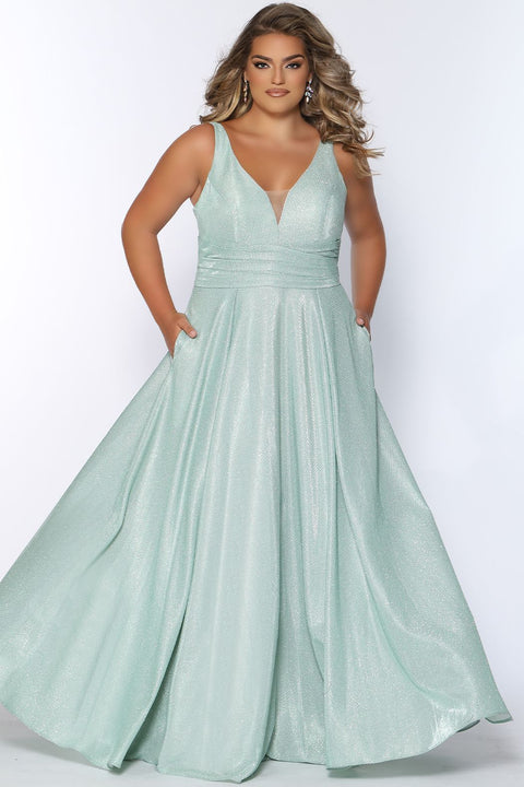 Primavera Couture 14001 Size 16 Mint Long Fitted Sequin Plus Size Sequ –  Glass Slipper Formals