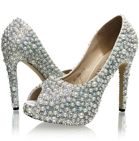 silver prom platform heels