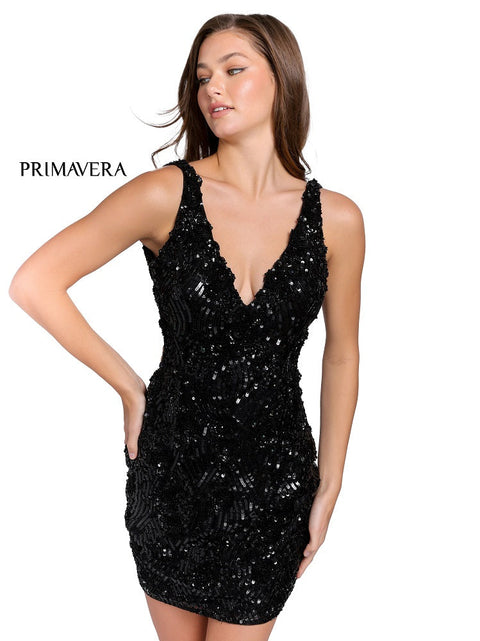 Primavera Couture 3833 Size 8 Lavender Short Homecoming Dress Fitted Sequin  Cocktail Dress