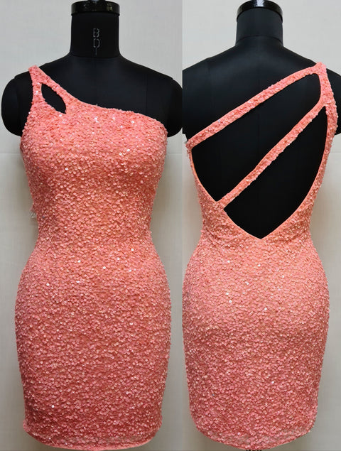 Blush Prom 20404 Short A Line Lace Sequin Cocktail Dress Backless
