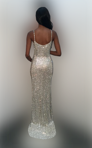 rhinestone evening dress