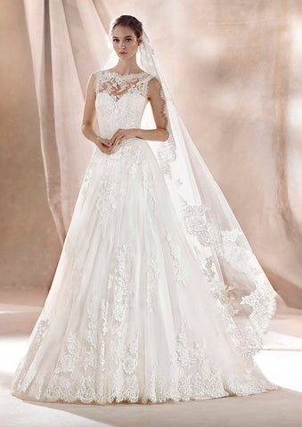 lace high neck bridal gowns