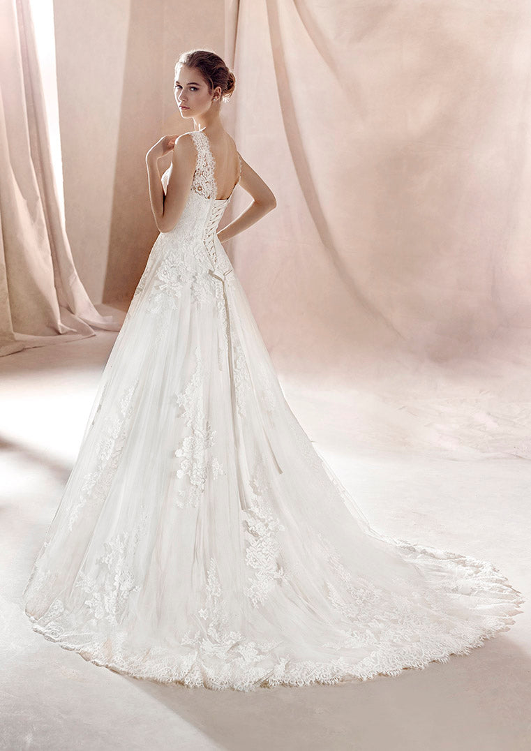 White One Bridal SARA Size 20 Long Lace Ballgown Sheer High Neck Weddi ...