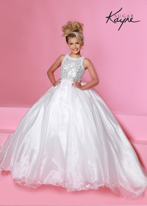 Sugar Kayne C317 Size 14 Carribbean Long Organza Girls A Line Pageant –  Glass Slipper Formals