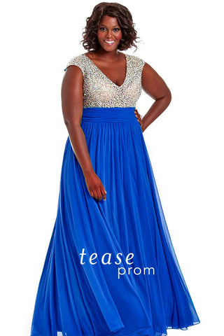 royal blue plus size prom dress