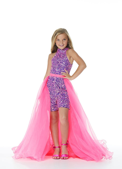 Ashley Lauren Kids 8067 Girls Organza Overskirt with Wire Hem Fun