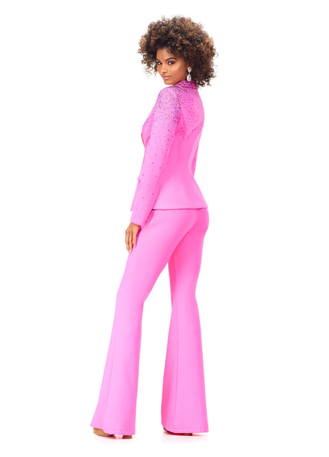 Hot Pink Pantsuit for Women, Pink Flared Pants Suit With Fitted