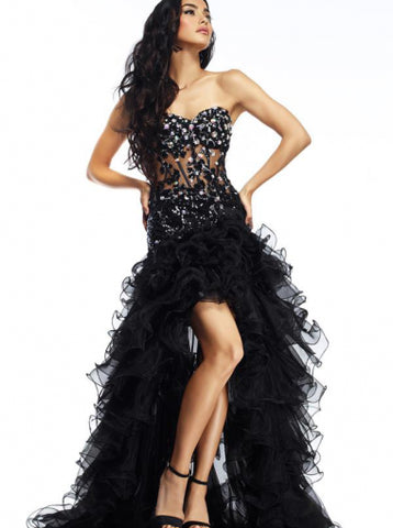 black corset formal dress