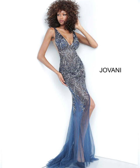 Sleeveless Beaded and Feather Embellished Prom Gown by Jovani 08060 –  Sparkly Gowns