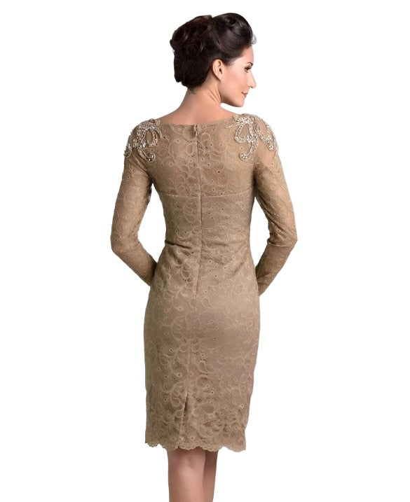 Nina Canacci M214 Short Lace Sheer Long Sleeve Formal Cocktail