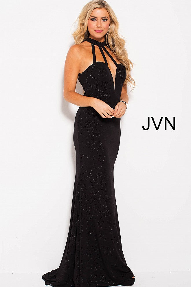 Jovani JVN 60600 Size 6 Black glitter jersey Sexy Formal Dress Backles ...