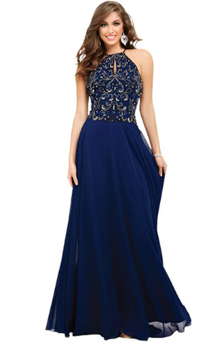 navy long gown