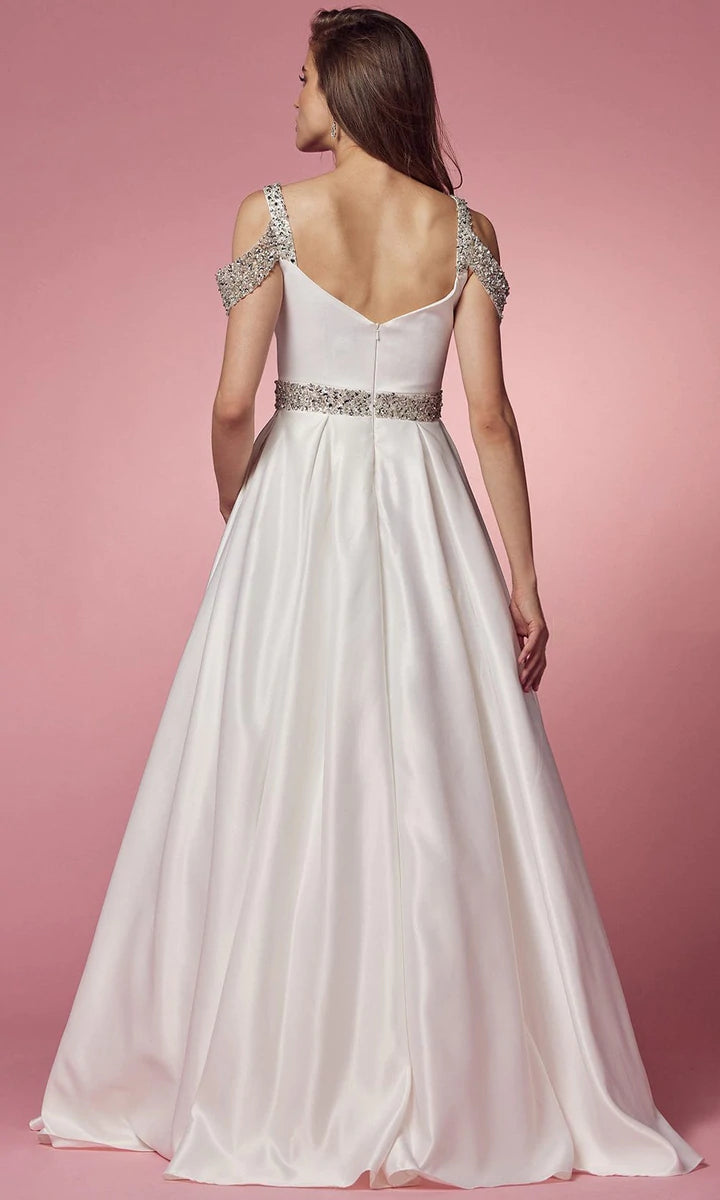 Nox Anabel R224W Size 2, 4, 8, 16 White Long Satin A Line Ballgown Poc – Glass  Slipper Formals