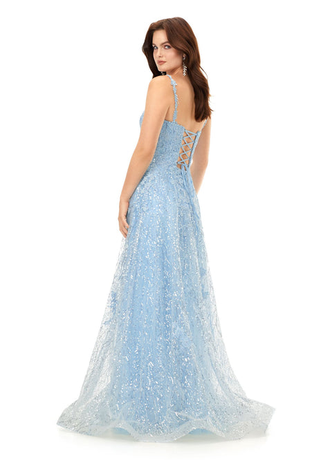 Ashley Lauren 11332 Chiffon Evening Prom Gown with Lace Bustier A Line –  Glass Slipper Formals