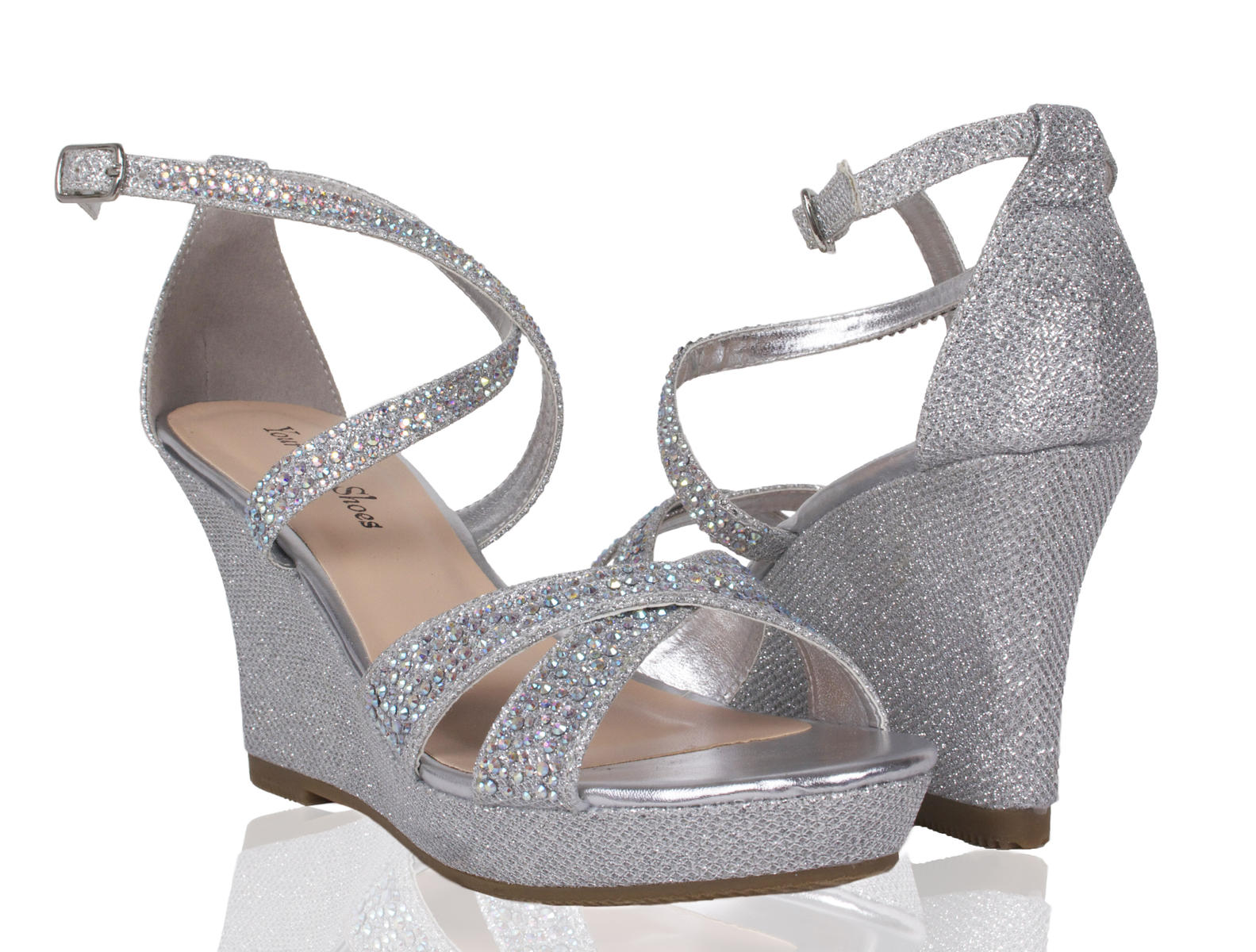 Silver wedge shop heels for prom