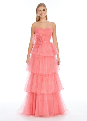 tiered long formal dresses