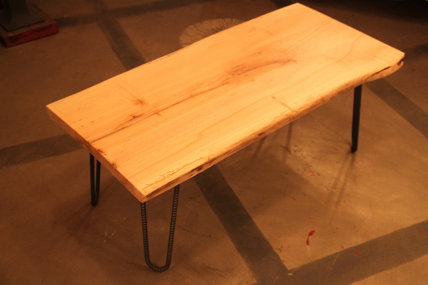 reclaimed wood coffee table with hairpin legs