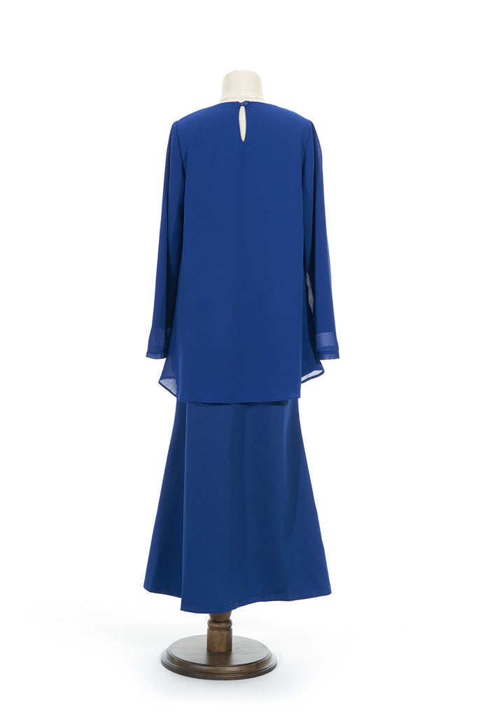 Petite Chiffon Baju  Kurung  in Royal  Blue  Adore Avenue