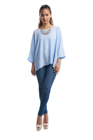 blue batwing top