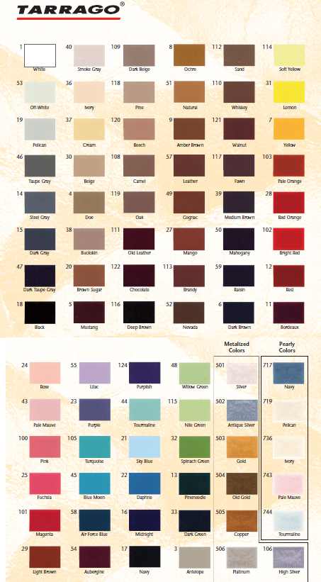 Tarrago Leather Dye Color Chart