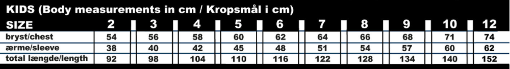 danefae kids size chart