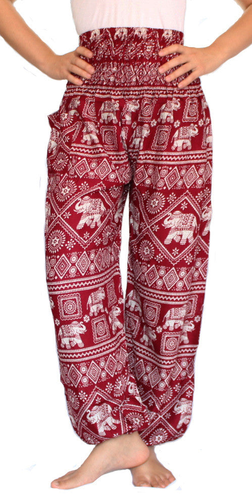 Red Elephant Harem Pants - Bohemian Harem Pants | Elephant Boho Hippie ...