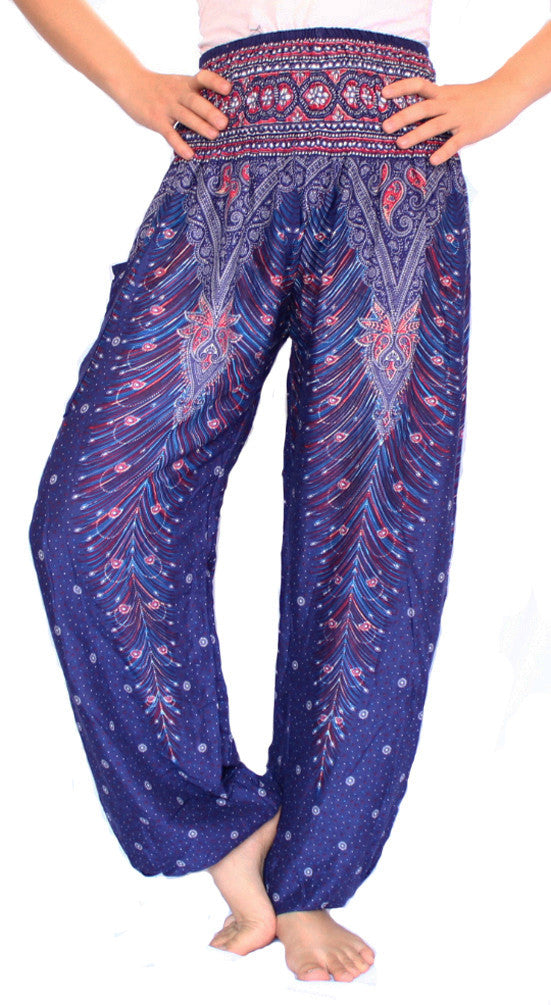 Blue Peacock Harem Pants - Bohemian Harem Pants | Elephant Boho Hippie ...