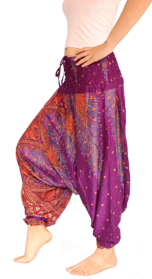 Purple Peacock Aladdin Pants - Bohemian Harem Pants | Elephant Boho ...