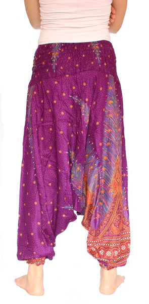 Purple Peacock Aladdin Pants - Bohemian Harem Pants | Elephant Boho ...