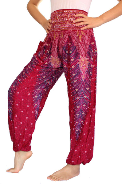 Red Peacock Harem Pants - Bohemian Harem Pants | Elephant Boho Hippie ...