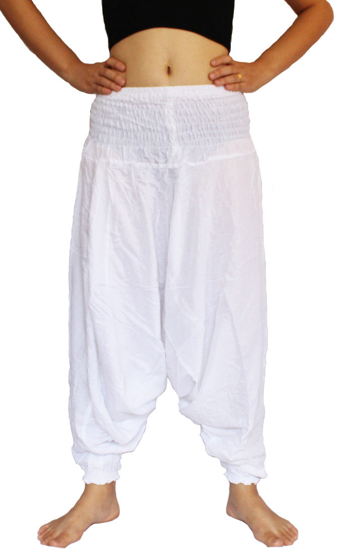 White Aladdin Pants - Bohemian Harem Pants | Elephant Boho Hippie Pants ...