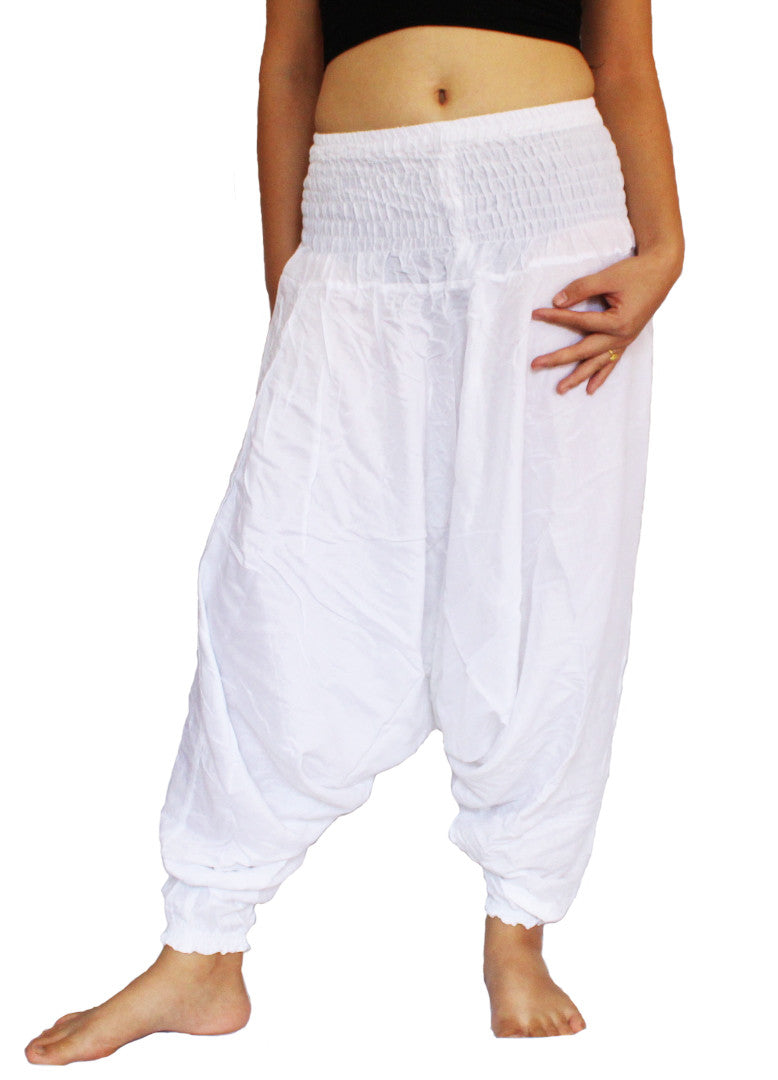 White Aladdin Pants - Bohemian Harem Pants | Elephant Boho Hippie Pants ...
