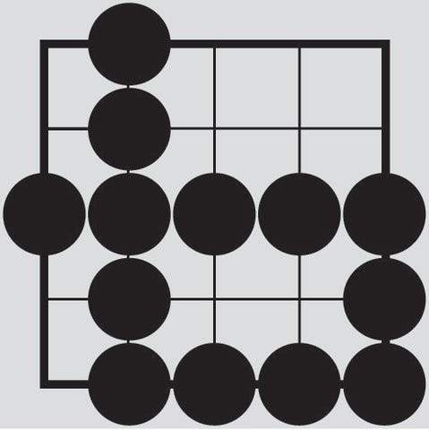 Dia. 16 - A portion of a Go board with 13 black stones