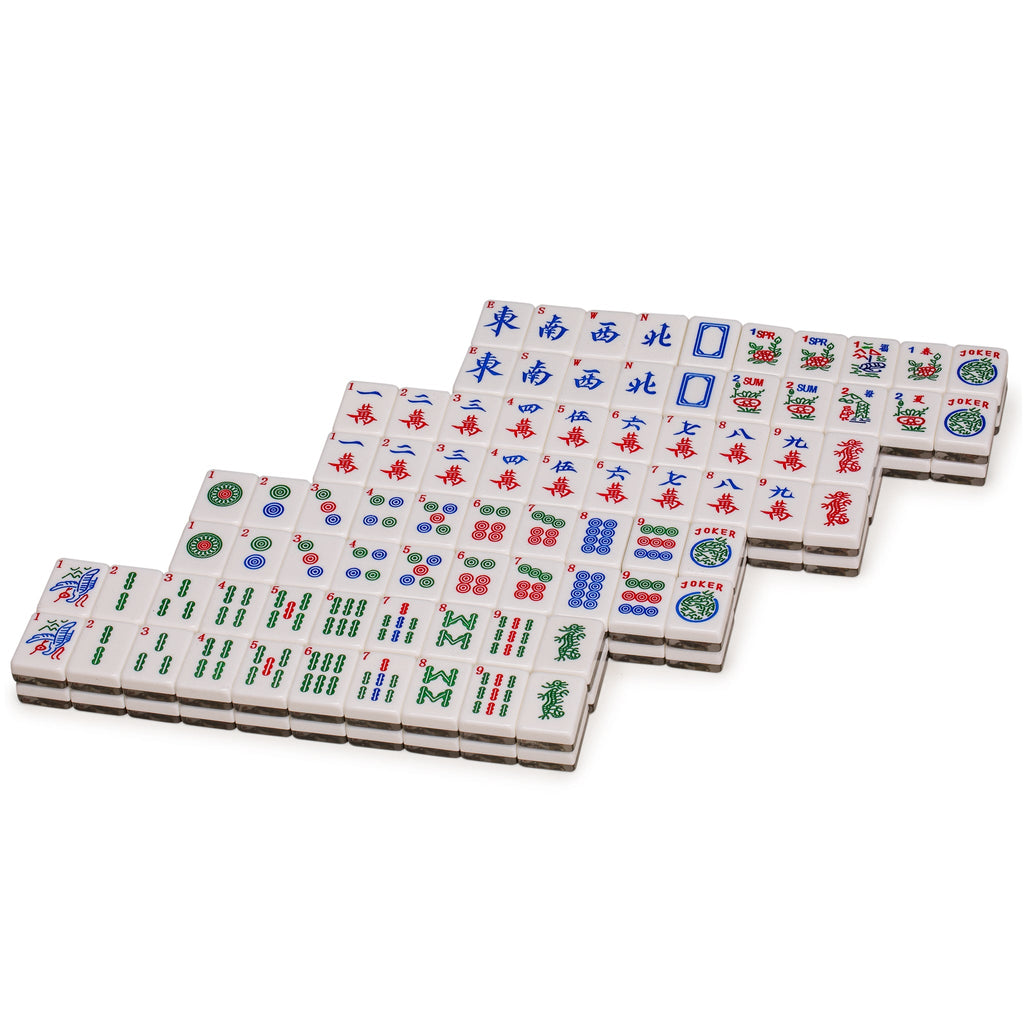 Sishynio American Mahjong Tiles Set, juego de Mah-Jong con tapete Mahjong  de 31.5 pulgadas, 166 azulejos Mahjong y 4 empujadores y chips todo en uno