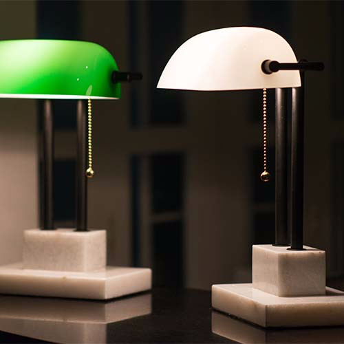 Bankers Lamp On Desk