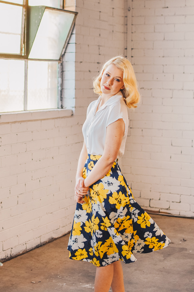 Sammy Mustard Floral Skirt – Elise Design