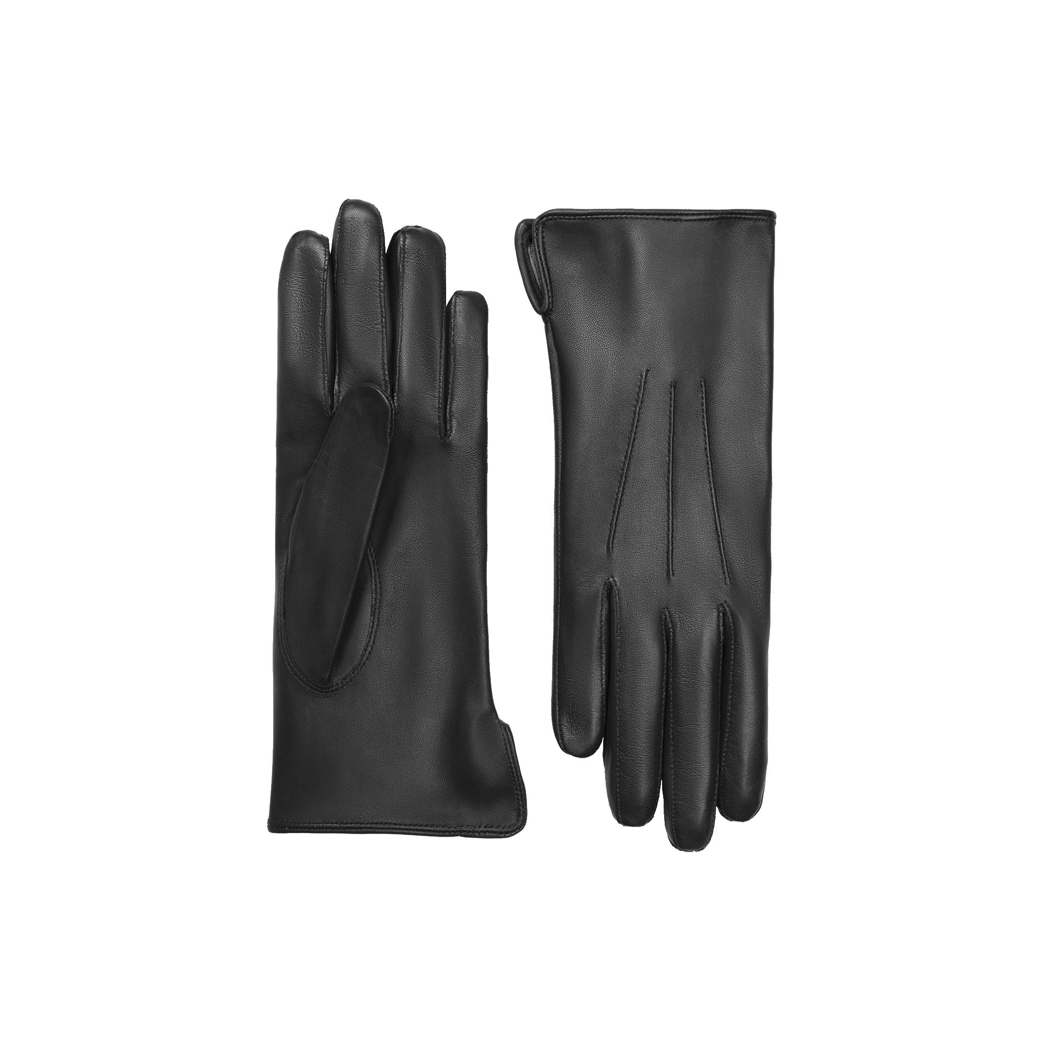Cornelia James - Black Touchscreen Leather Gloves with Silk Lining - Aurelia - Size Large (8½) - Handmade Leather Gloves by Cornelia James