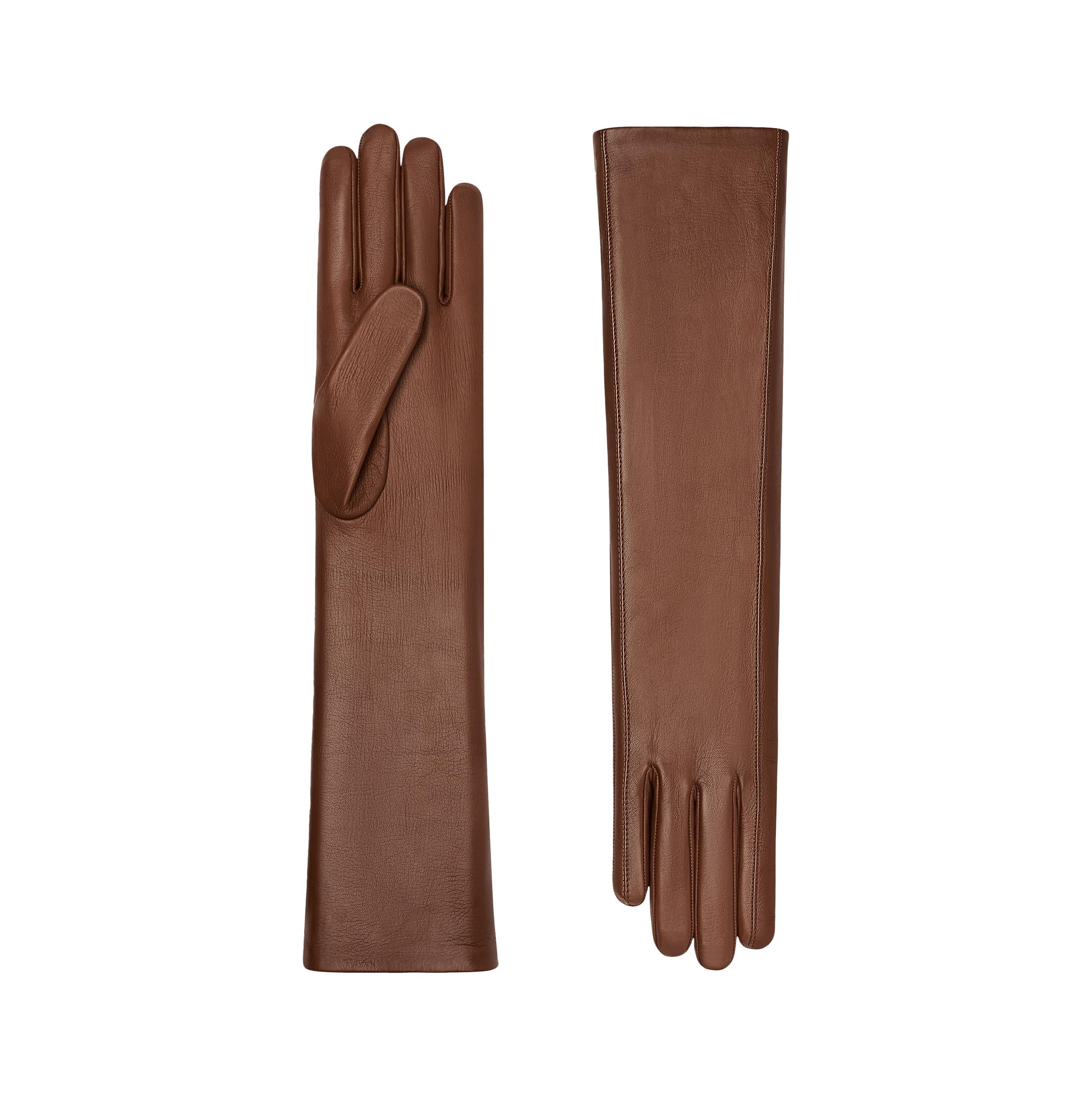 Cornelia James - Leather Gloves with Silk Lining - Clémence - Tan - Luxury Leather Gloves by Cornelia James