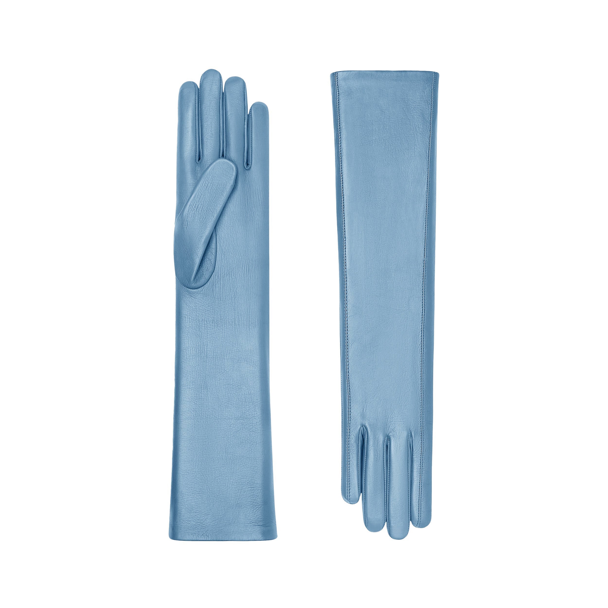 Cornelia James - Blue Leather Gloves with Silk Lining - Clémence - Size Medium (7) - Handmade Leather Gloves by Cornelia James