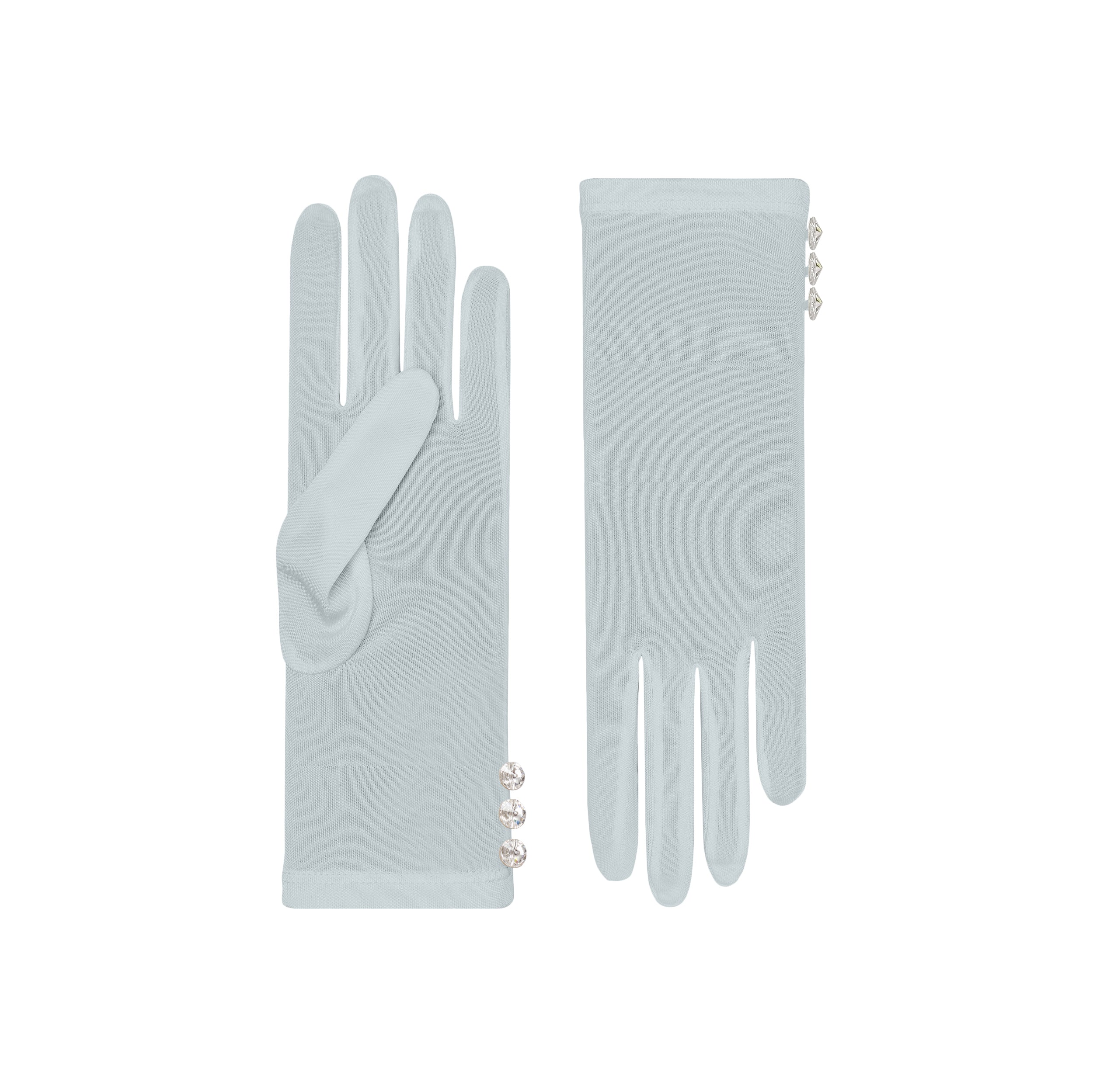 Cornelia James - Blue Short Silk Gloves - Clio - Size Large (8½) - Handmade Silk Gloves by Cornelia James