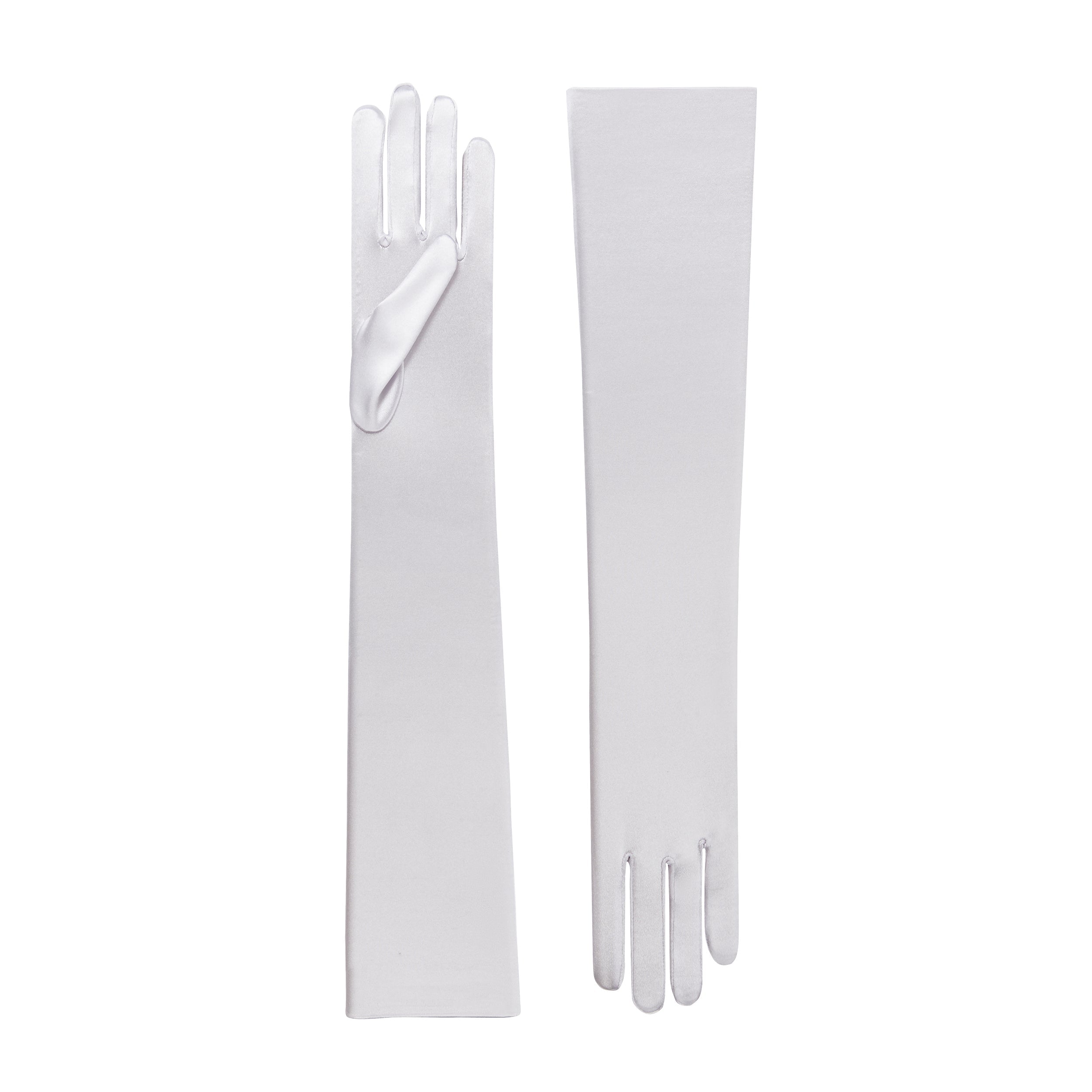 Cornelia James - Silver - Size Large (8½) - Handmade Satin Gloves by Cornelia James