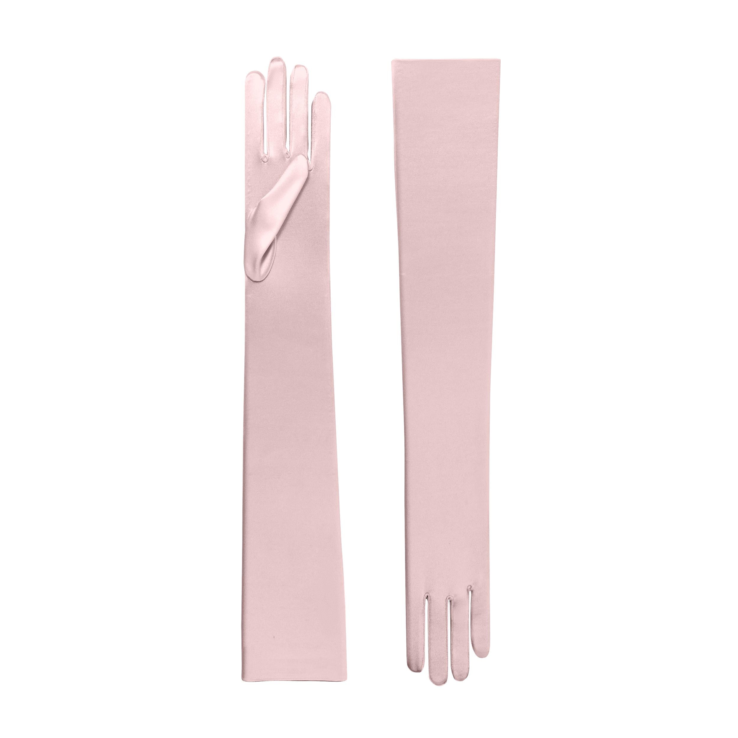 Cornelia James - Pink Satin Opera Gloves - Hermione - Size Large (8½) - Made to Measure Evening Gloves by Cornelia James