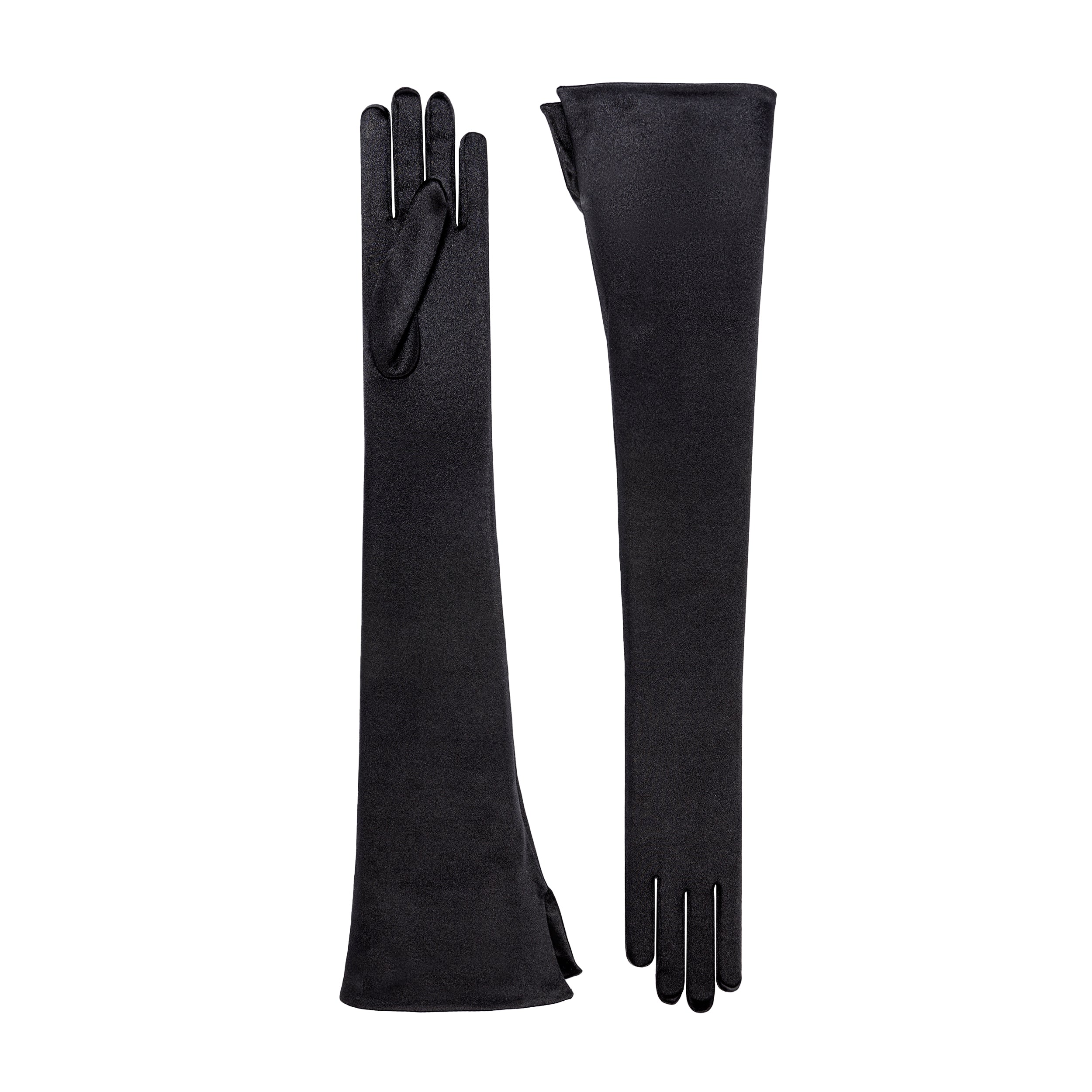 Cornelia James - Black - Size Large (8½) - Handmade Satin Gloves by Cornelia James