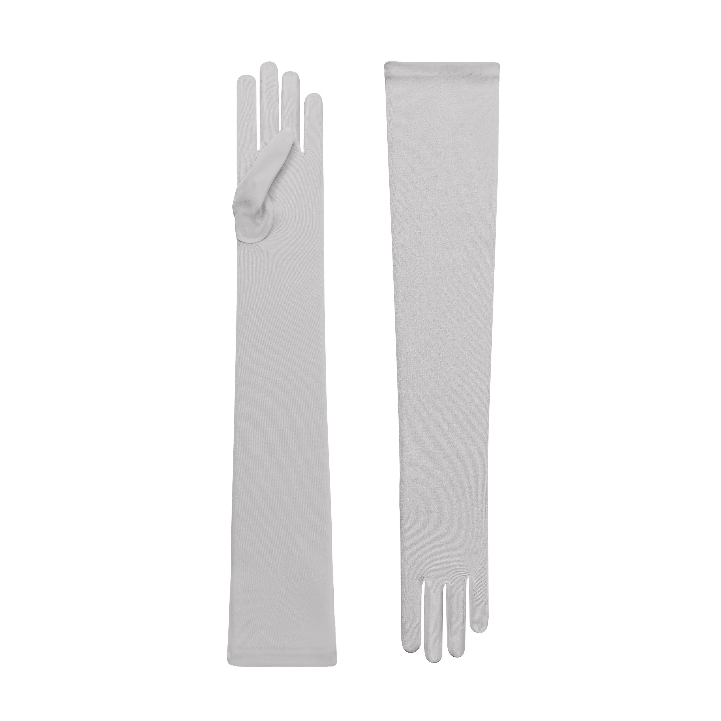 Cornelia James - Grey Silk Opera Gloves - Phoebe - Size Large (8½) - Made to Measure Evening Gloves by Cornelia James