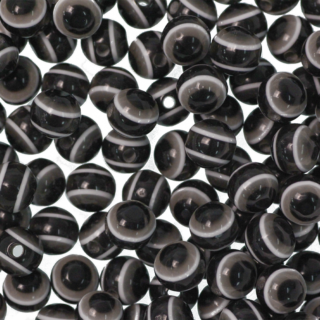 Black Marbled 16mm Round Plastic Beads (25pcs)
