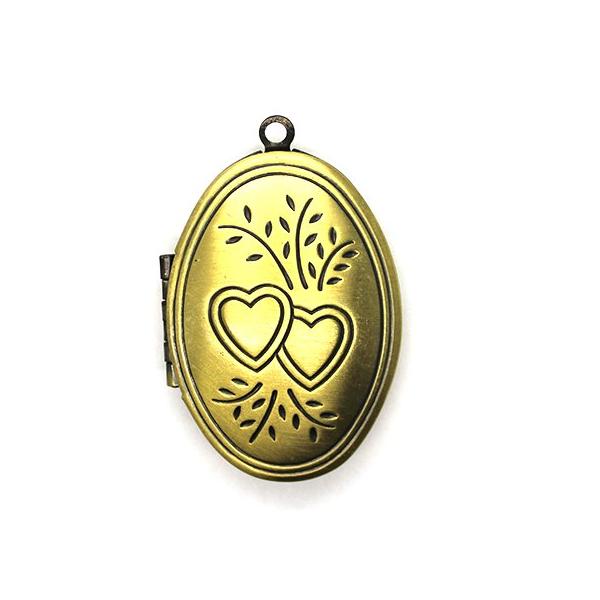 29x28mm Ant Brass Victorian Heart Locket, METAL PENDANTS